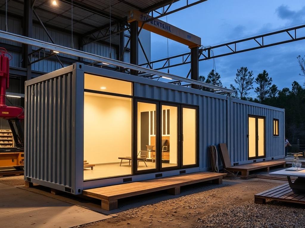 Production of prefabricated modular buildings and block containersфото