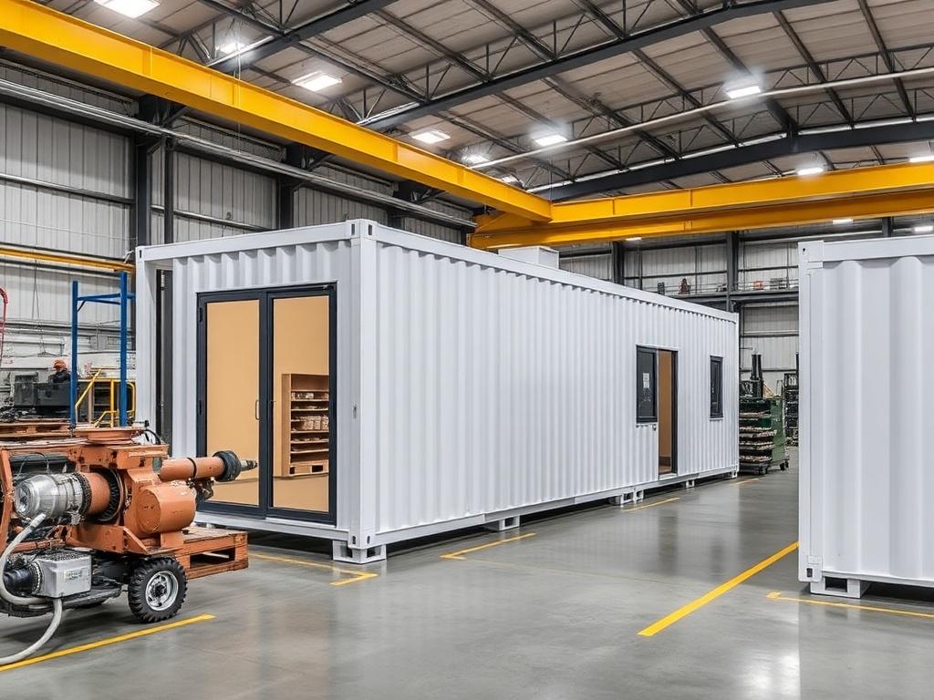 Production of prefabricated modular buildings and block containersфото