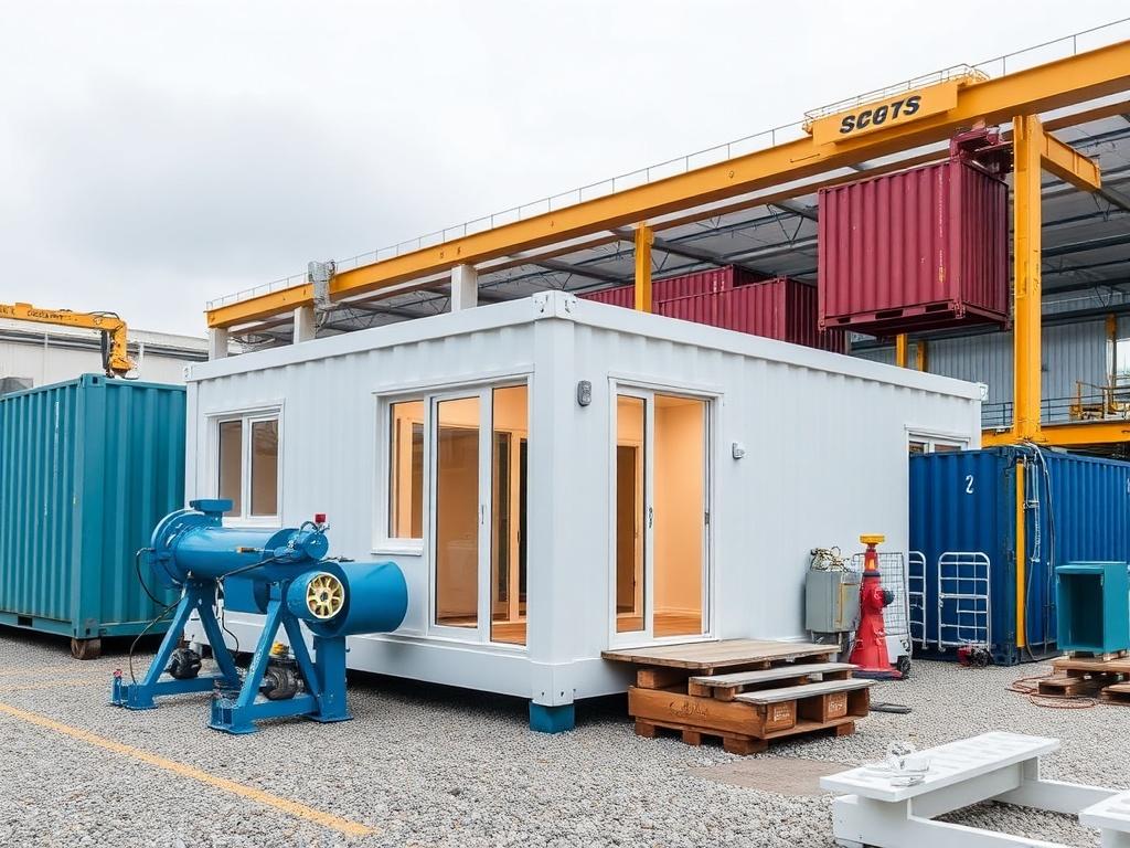 Production of prefabricated modular buildings and block containersфото