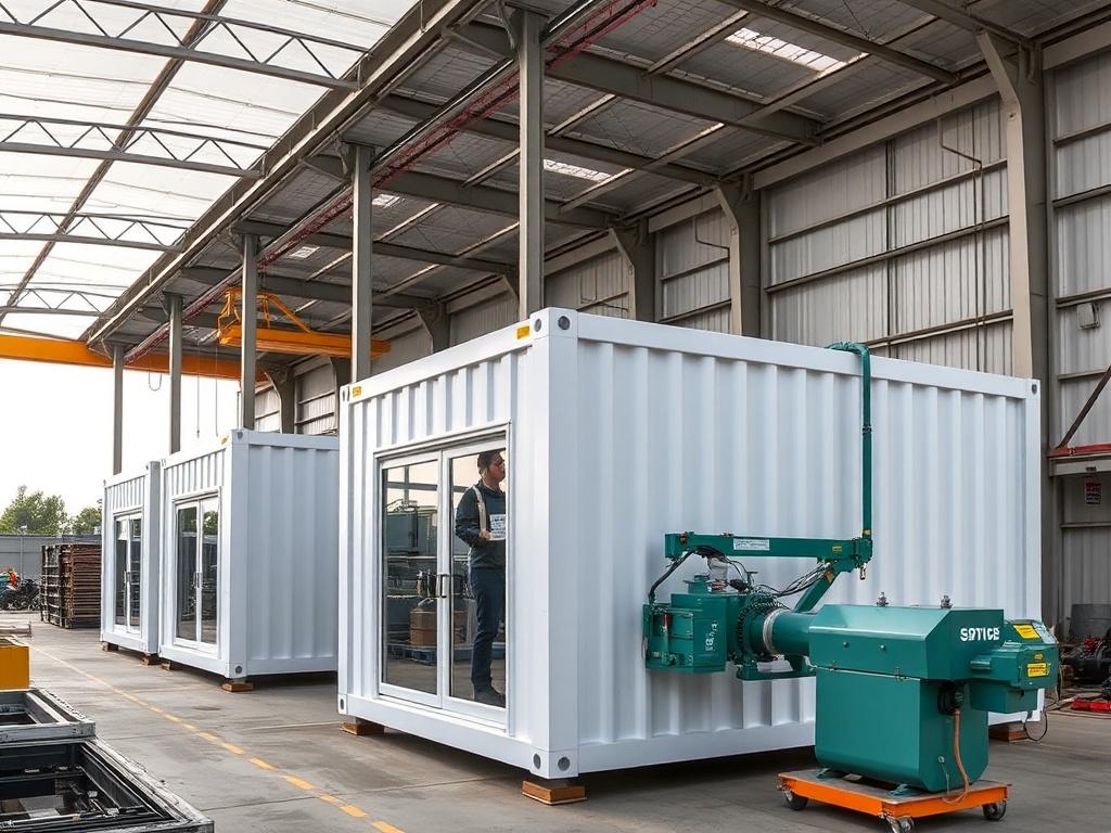 Production of prefabricated modular buildings and block containersфото